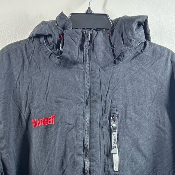 MARKER Ski Jacket Full Zip Pockets Hood Black Medium Snowboard Skiing Outdoors - Picture 2 of 15